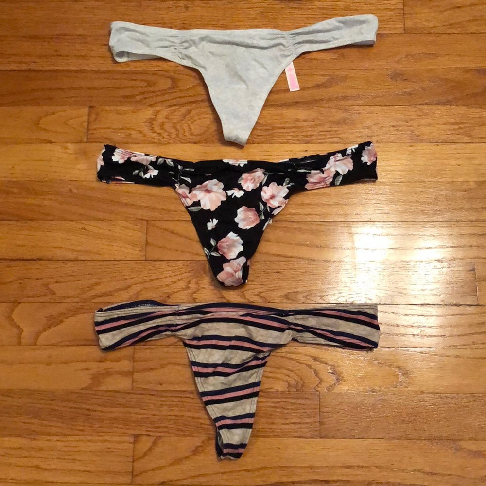Victoria Secret Pink Thongs Lot of 3 large new